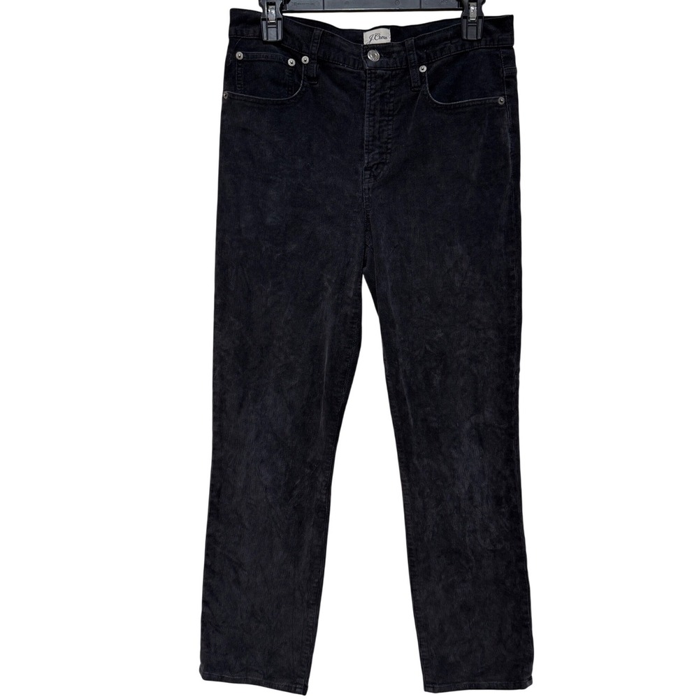 J.Crew Womens VTG Slim Straight Corduroy Pants Sz 28 Black Classic Staple - Picture 1 of 10